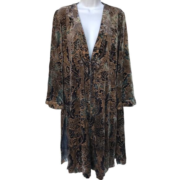 Citron Textured Velvet Robe - Duster - Iridescent and Colorful size M - Picture 9 of 14